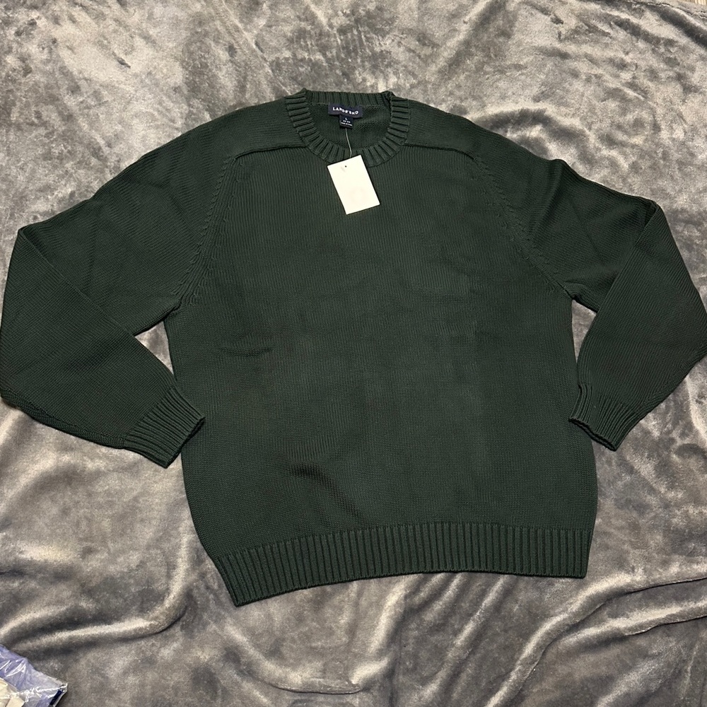 Lands' End Men's Dark Green Crewneck Sweater